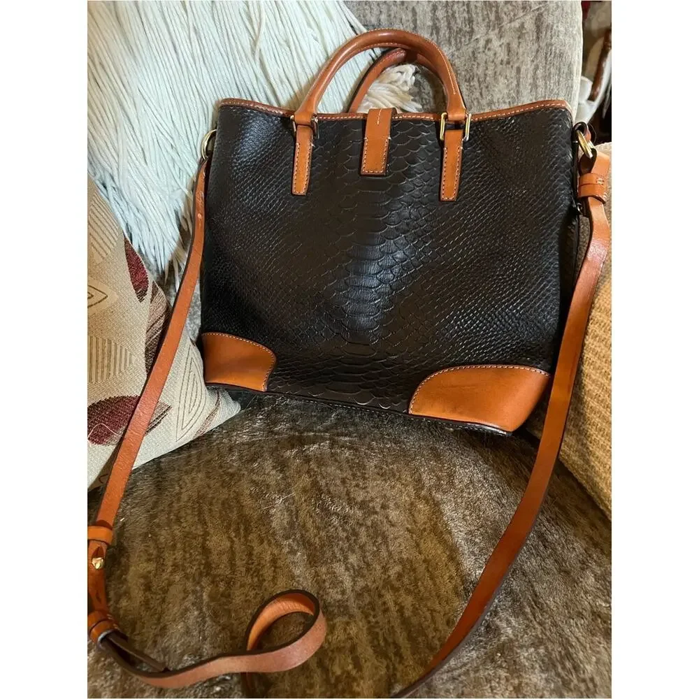 Dooney & Bourke Black and Brown Snakeskin Leather Bag